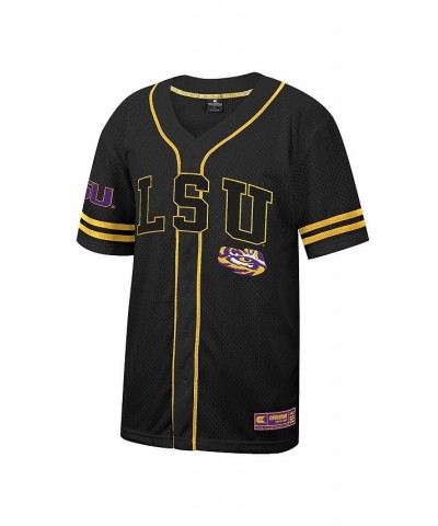 Men's Black LSU Tigers Free Spirited Mesh Button-Up Baseball Jersey $38.24 Jersey