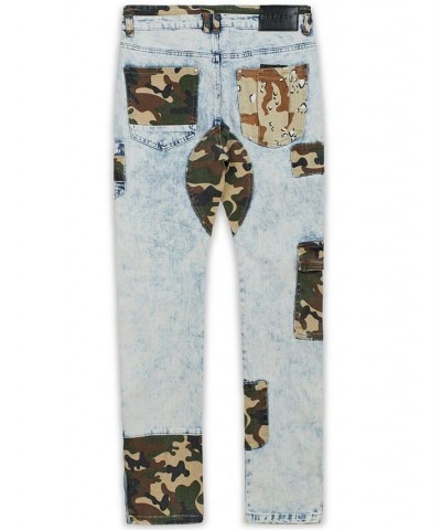 Men's Camo Patchwork Jeans Blue $38.71 Jeans