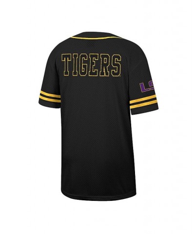 Men's Black LSU Tigers Free Spirited Mesh Button-Up Baseball Jersey $38.24 Jersey