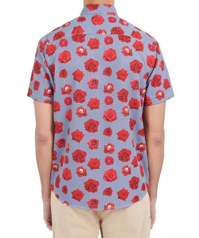 Men's Slim-Fit Non-Iron Performance Stretch Rose-Print Button-Down Shirt Red $36.14 Shirts