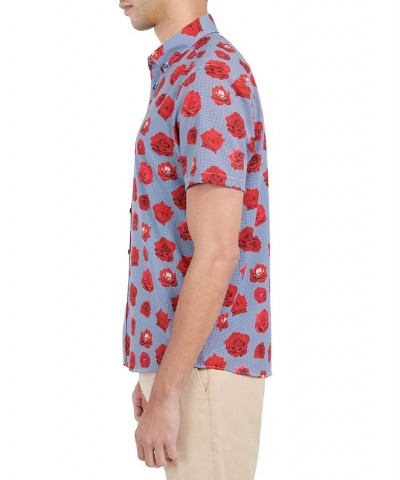 Men's Slim-Fit Non-Iron Performance Stretch Rose-Print Button-Down Shirt Red $36.14 Shirts