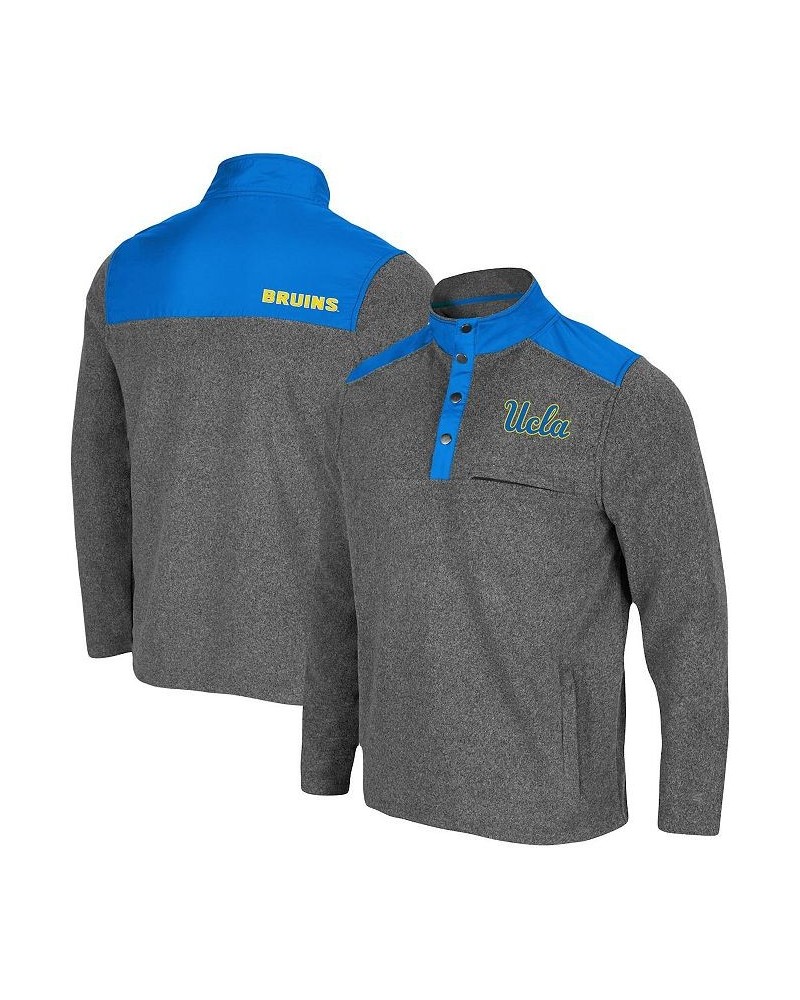 Men's Heathered Charcoal, Blue UCLA Bruins Huff Snap Pullover $37.50 Sweatshirt