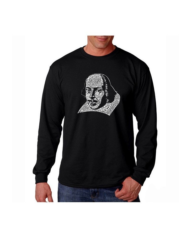 Men's Word Art Long Sleeve T-Shirt - Shakespeare Black $21.19 T-Shirts