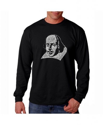 Men's Word Art Long Sleeve T-Shirt - Shakespeare Black $21.19 T-Shirts