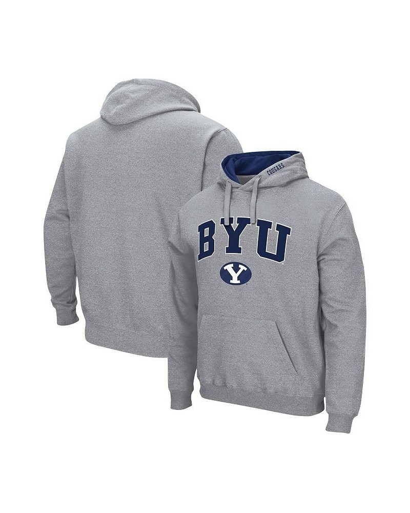 Men's Heathered Gray BYU Cougars Arch and Logo 3.0 Pullover Hoodie $31.79 Sweatshirt