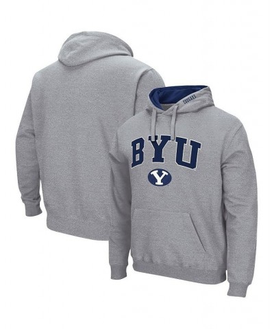 Men's Heathered Gray BYU Cougars Arch and Logo 3.0 Pullover Hoodie $31.79 Sweatshirt