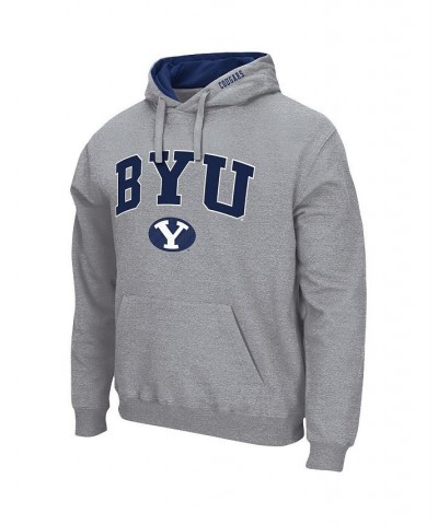 Men's Heathered Gray BYU Cougars Arch and Logo 3.0 Pullover Hoodie $31.79 Sweatshirt