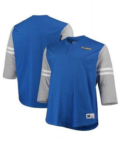 Men's Royal Los Angeles Rams Big and Tall Henley 3/4-Sleeve T-shirt $24.20 T-Shirts