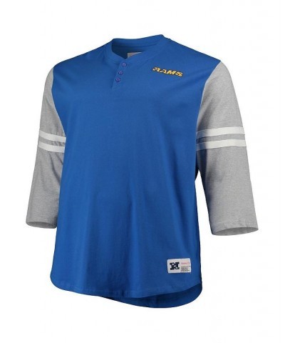 Men's Royal Los Angeles Rams Big and Tall Henley 3/4-Sleeve T-shirt $24.20 T-Shirts