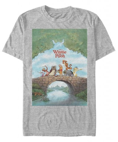 Men's Pooh Poster Short Sleeve T-Shirt Gray $15.40 T-Shirts