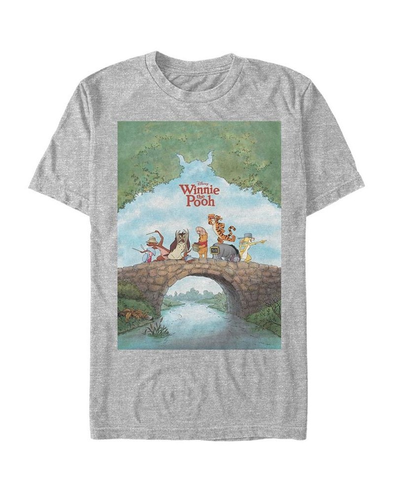 Men's Pooh Poster Short Sleeve T-Shirt Gray $15.40 T-Shirts