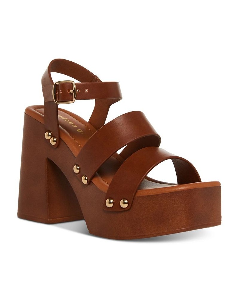 Women's Greenville Studded Platform Sandals Brown $37.95 Shoes