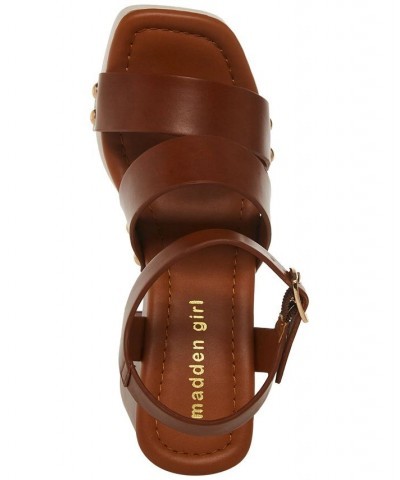 Women's Greenville Studded Platform Sandals Brown $37.95 Shoes