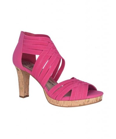 Women's Tauna Memory Foam Platform Dress Sandal Pink $47.70 Shoes