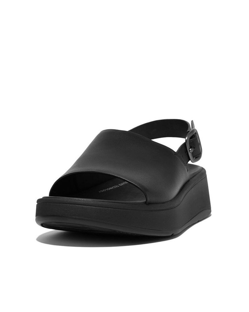 Women's F-Mode Leather Flatform Back-Strap Sandals Black $56.00 Shoes