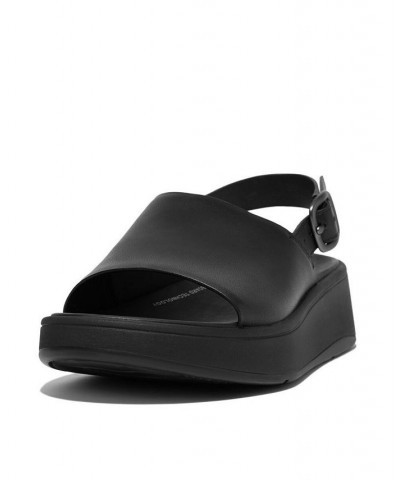 Women's F-Mode Leather Flatform Back-Strap Sandals Black $56.00 Shoes