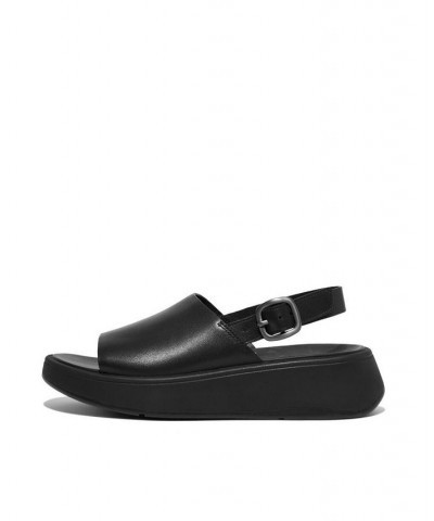 Women's F-Mode Leather Flatform Back-Strap Sandals Black $56.00 Shoes