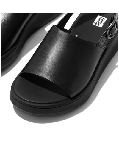 Women's F-Mode Leather Flatform Back-Strap Sandals Black $56.00 Shoes