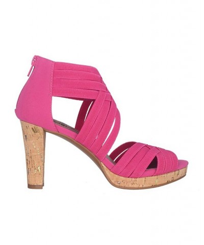 Women's Tauna Memory Foam Platform Dress Sandal Pink $47.70 Shoes