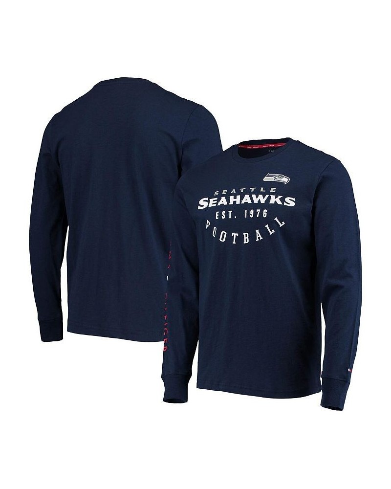 Men's College Navy Seattle Seahawks Peter Long Sleeve T-shirt $26.68 T-Shirts