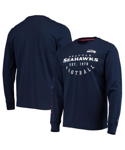 Men's College Navy Seattle Seahawks Peter Long Sleeve T-shirt $26.68 T-Shirts