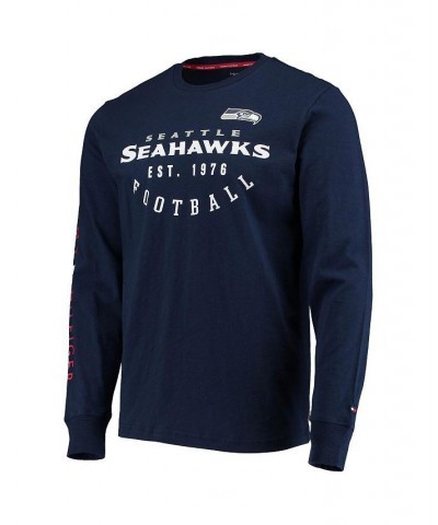 Men's College Navy Seattle Seahawks Peter Long Sleeve T-shirt $26.68 T-Shirts