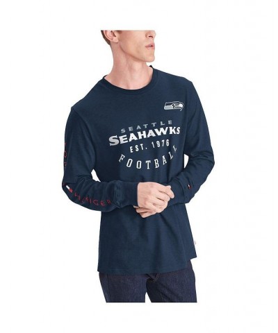 Men's College Navy Seattle Seahawks Peter Long Sleeve T-shirt $26.68 T-Shirts