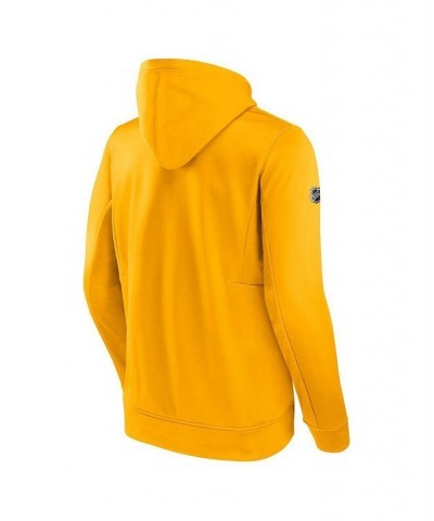 Men's Branded Gold Nashville Predators Authentic Pro Rink Pullover Hoodie $39.41 Sweatshirt