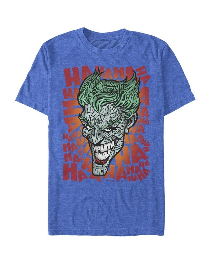 Men's Batman Ha Ha Ha Face Short Sleeve T-shirt Blue $16.10 T-Shirts