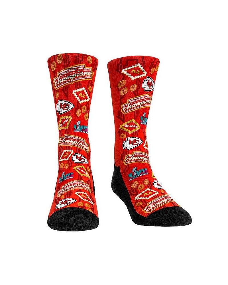 Men's and Women's Socks Kansas City Chiefs Super Bowl LVII Champions All Over Crew Socks $15.89 Socks