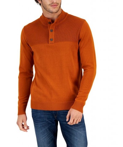 Men's Button Mock Neck Sweater PD08 $16.39 Sweaters