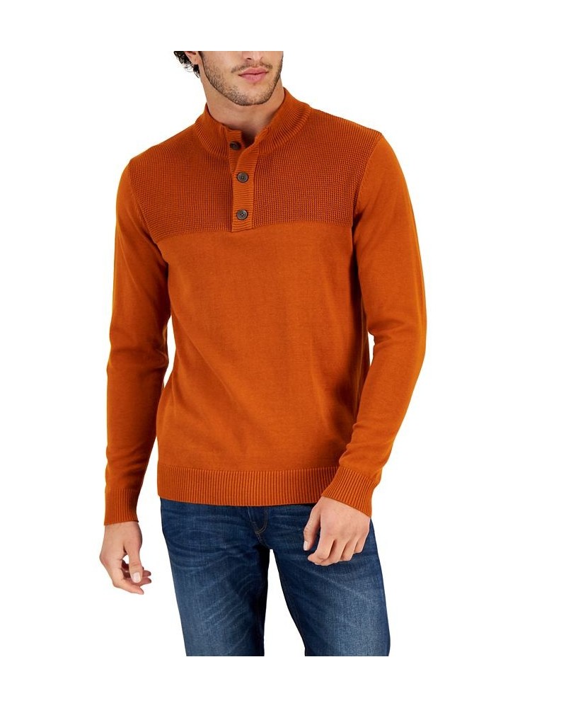 Men's Button Mock Neck Sweater PD08 $16.39 Sweaters