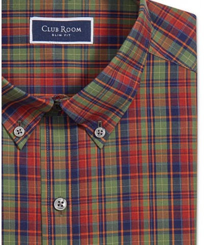 Men's Slim Fit 4-Way Stretch Plaid Dress Shirt Green $14.35 Dress Shirts