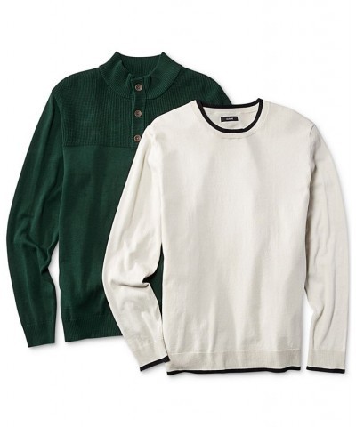 Men's Button Mock Neck Sweater PD08 $16.39 Sweaters