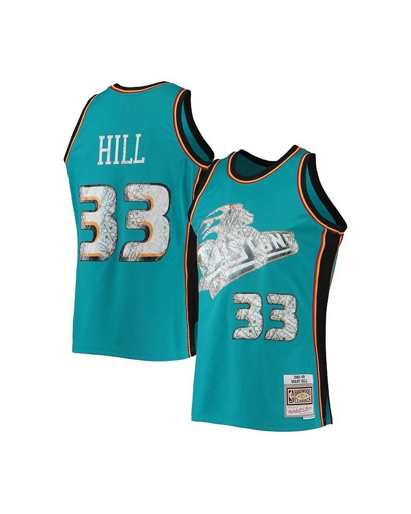 Men's Grant Hill Teal Detroit Pistons 1998-99 Hardwood Classics 75th Anniversary Diamond Swingman Jersey $77.70 Jersey