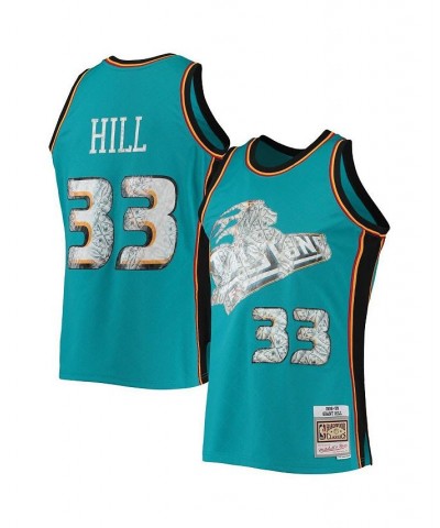 Men's Grant Hill Teal Detroit Pistons 1998-99 Hardwood Classics 75th Anniversary Diamond Swingman Jersey $77.70 Jersey