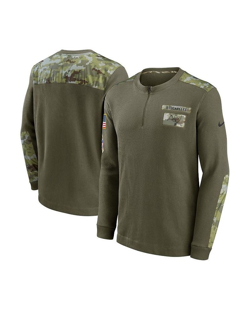 Men's Olive Tampa Bay Buccaneers 2021 Salute To Service Henley Long Sleeve Thermal Top $35.42 T-Shirts