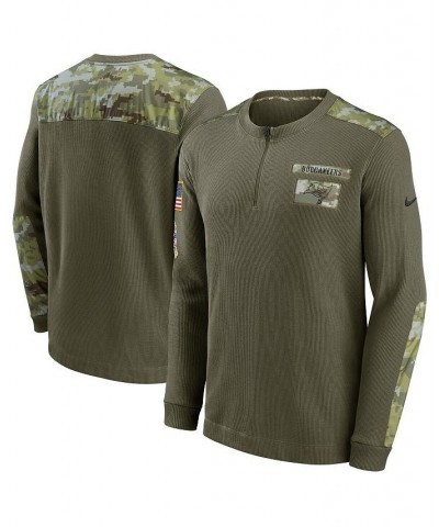 Men's Olive Tampa Bay Buccaneers 2021 Salute To Service Henley Long Sleeve Thermal Top $35.42 T-Shirts