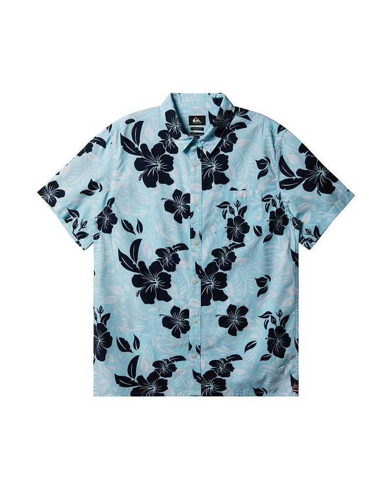 Men's Hi Sunset Revival Woven Short Sleeves Shirt Iced Aqua $33.00 Shirts