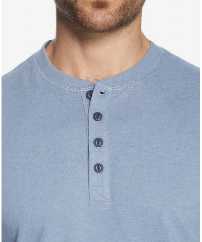 Men's Long Sleeve Brushed Jersey Henley T-shirt Medium Blue Heather $15.93 T-Shirts