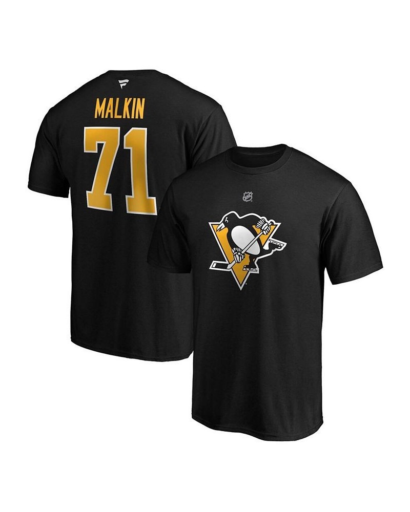 Men's Evgeni Malkin Black Pittsburgh Penguins Team Authentic Stack Name and Number T-shirt $14.62 T-Shirts