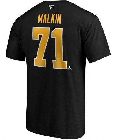 Men's Evgeni Malkin Black Pittsburgh Penguins Team Authentic Stack Name and Number T-shirt $14.62 T-Shirts