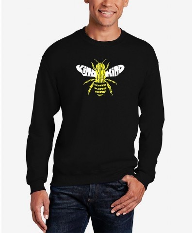 Men's Bee Kind Word Art Crew Neck Sweatshirt Black $27.49 Sweatshirt