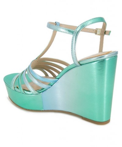 Women's Celia Platform Wedge Sandals Blue $58.05 Shoes