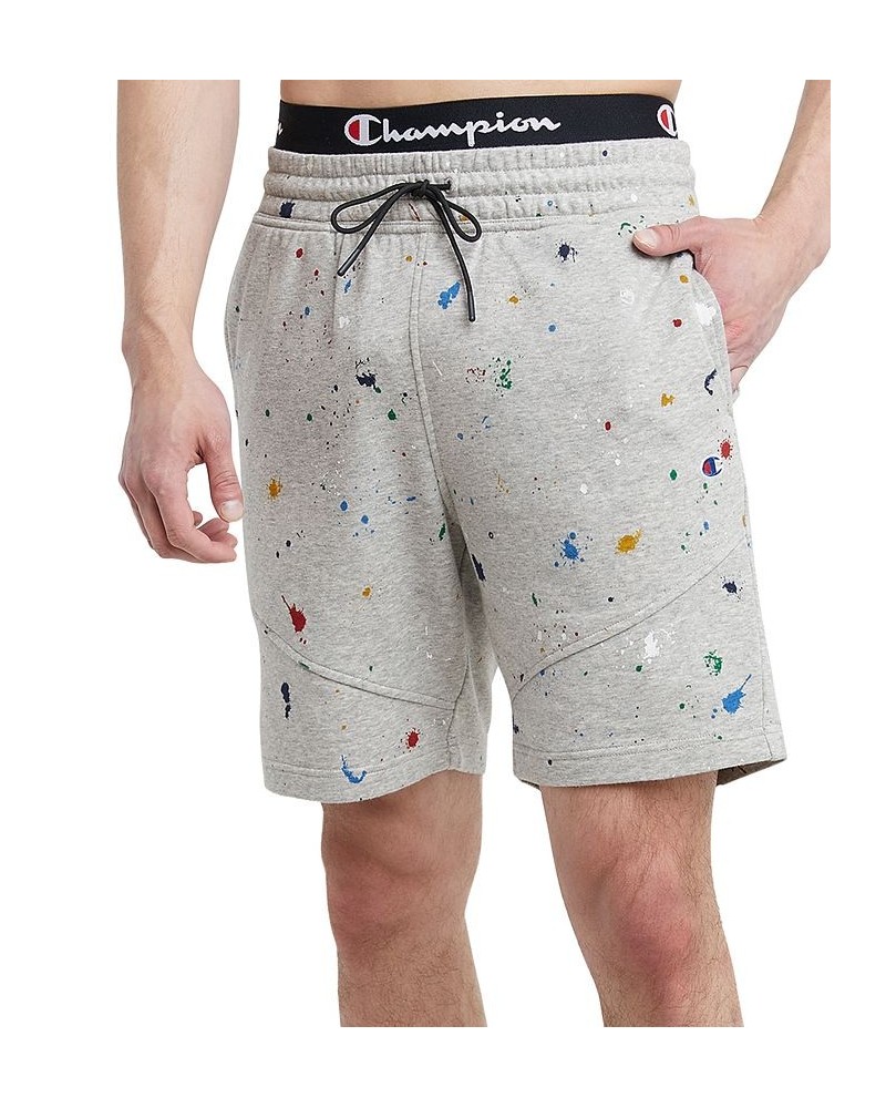 Men's Global Explorer Slim-Fit Paint Splatter-Print 8" French Terry Shorts Gray $15.54 Shorts