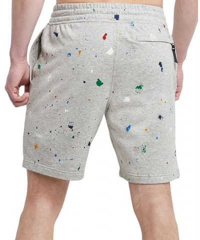 Men's Global Explorer Slim-Fit Paint Splatter-Print 8" French Terry Shorts Gray $15.54 Shorts