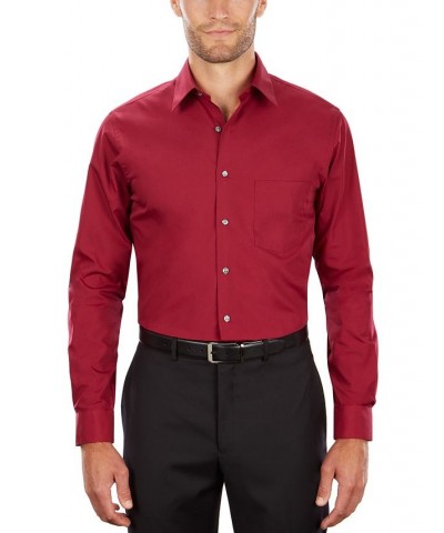 Men's Classic-Fit Point Collar Poplin Dress Shirt Magenta $14.51 Dress Shirts