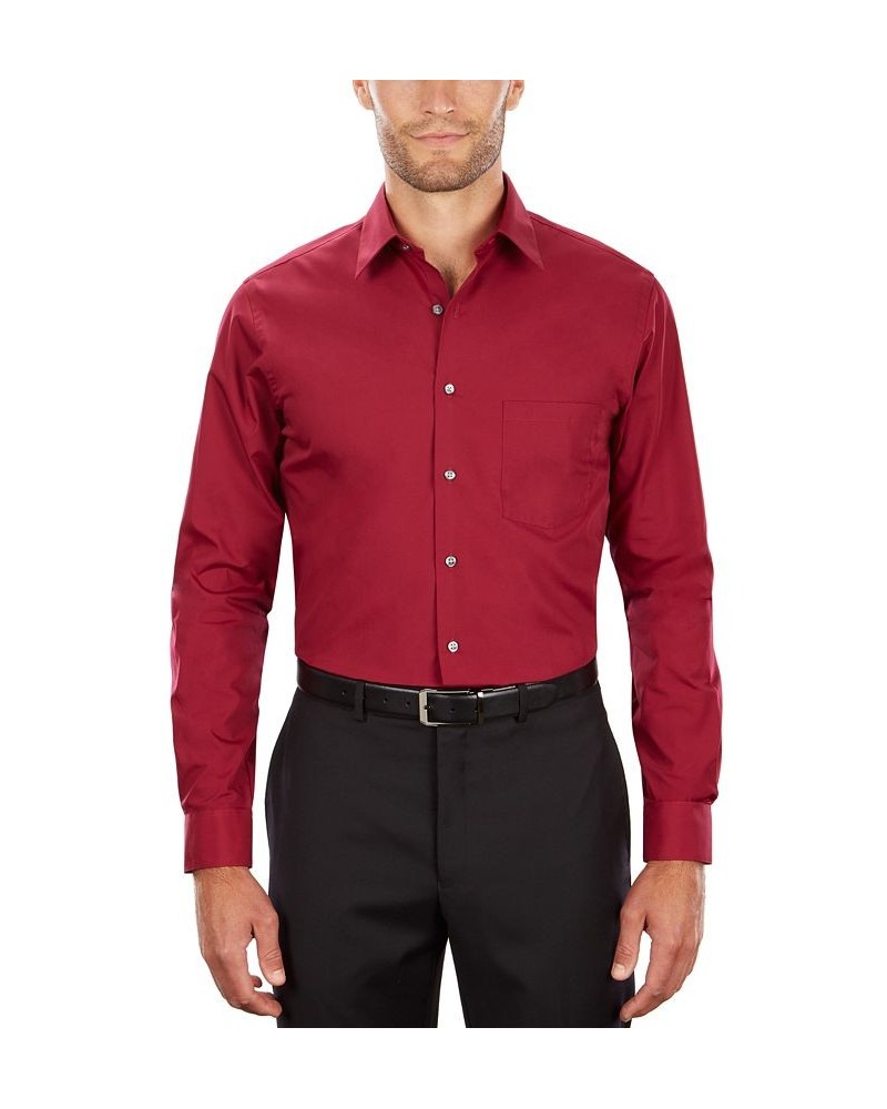 Men's Classic-Fit Point Collar Poplin Dress Shirt Magenta $14.51 Dress Shirts