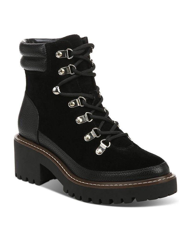 Maddyson Lace-Up Log-Sole Memory Foam Booties Black $25.17 Shoes