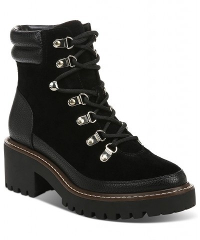 Maddyson Lace-Up Log-Sole Memory Foam Booties Black $25.17 Shoes